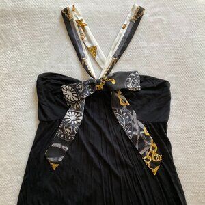 NWOT Express Y2K Luxe Satin & Stretch Charm Print Bow Baroque Cami Top Size L